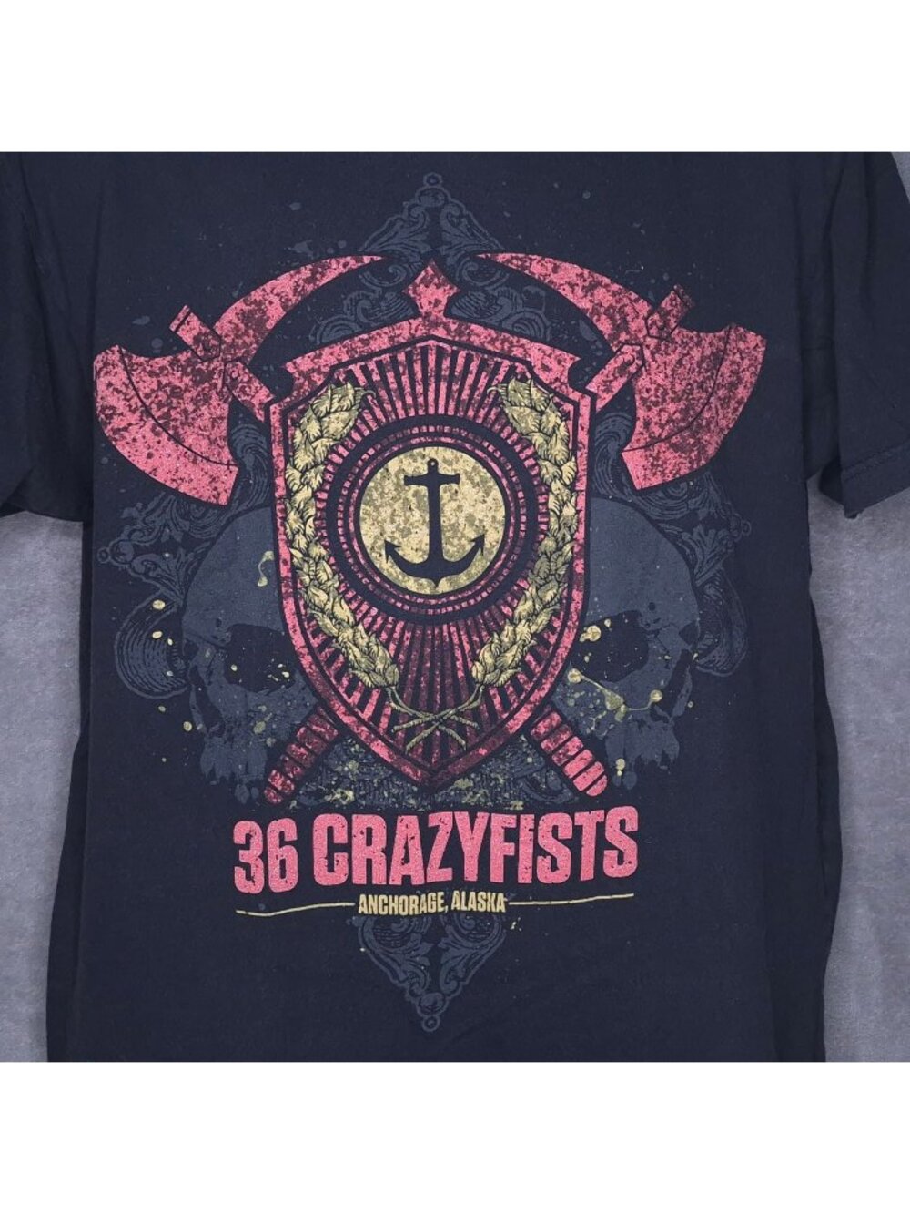 36 Crazyfists Anchorage Alaska Band Tee Large Black Graphic T-Shirt Short Sleeve